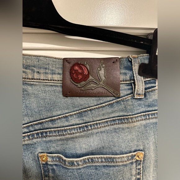 Roberto Cavalli Embroidered Vintage Effect Jeans In Blue, size IT 40. - Picture 10 of 13